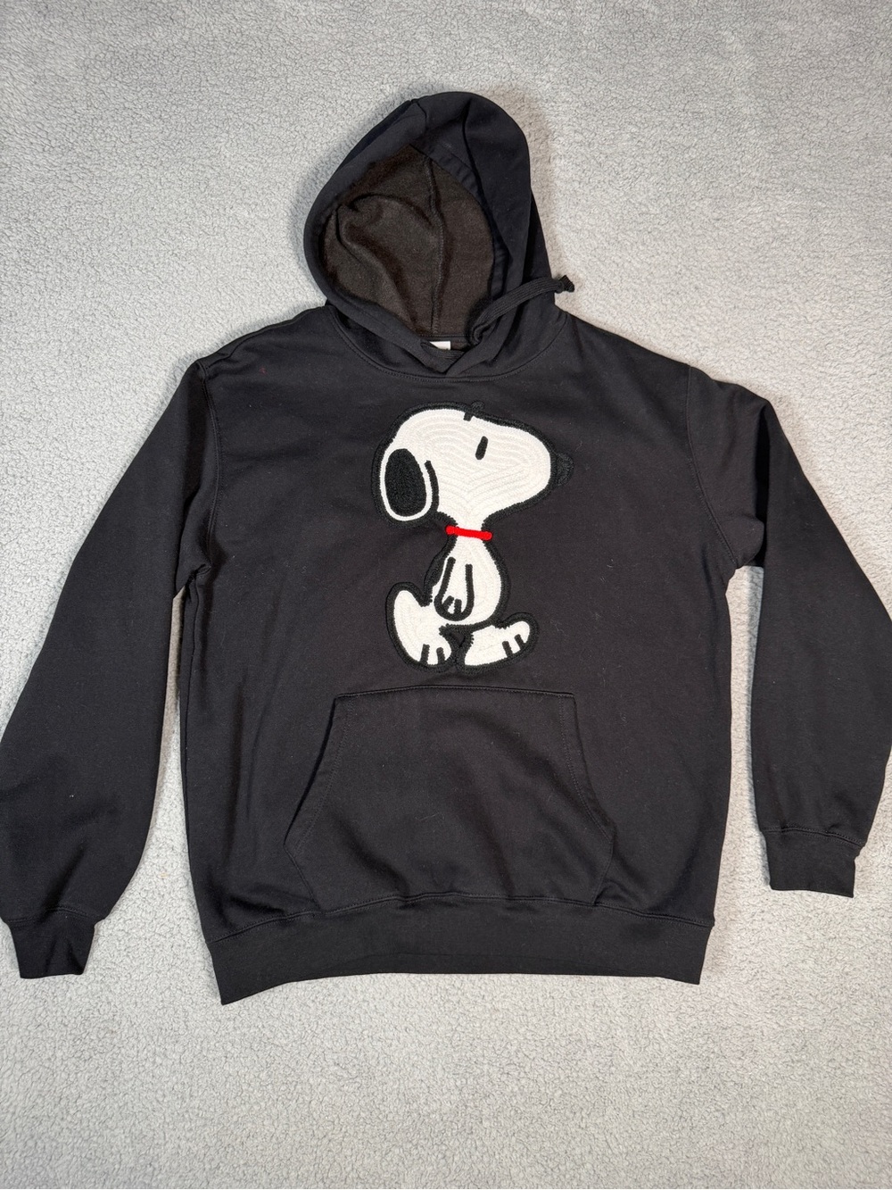 Peanuts Snoopy embroidered black hoodie sweatshirt XL classic - Picture 3 of 10